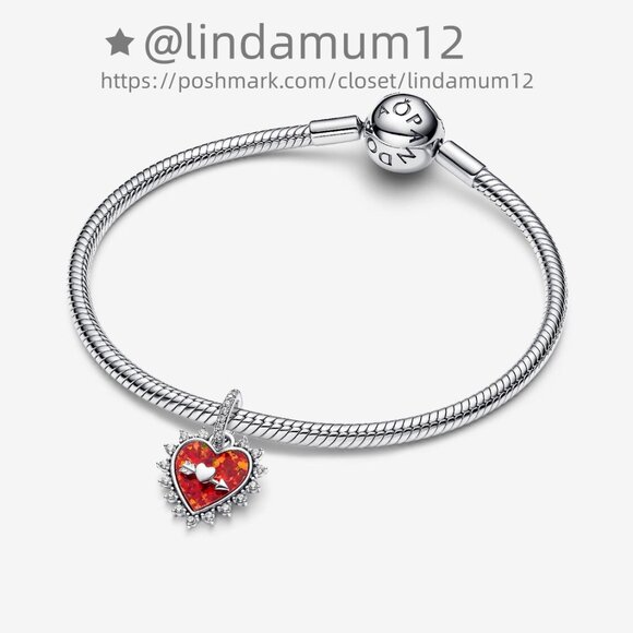 Pandora Spinnable Arrow Heart Dangle Charm - Picture 2 of 5